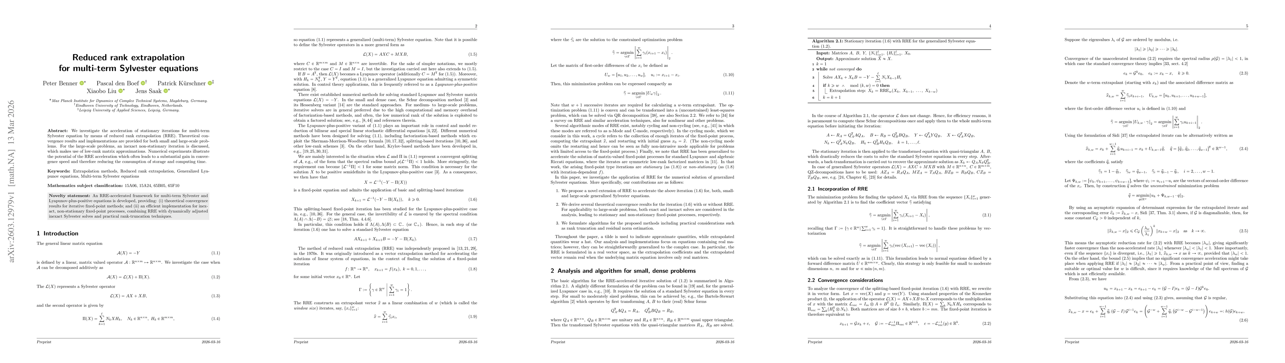 Thumbnail for Reduced rank extrapolation for multi-term Sylvester equations