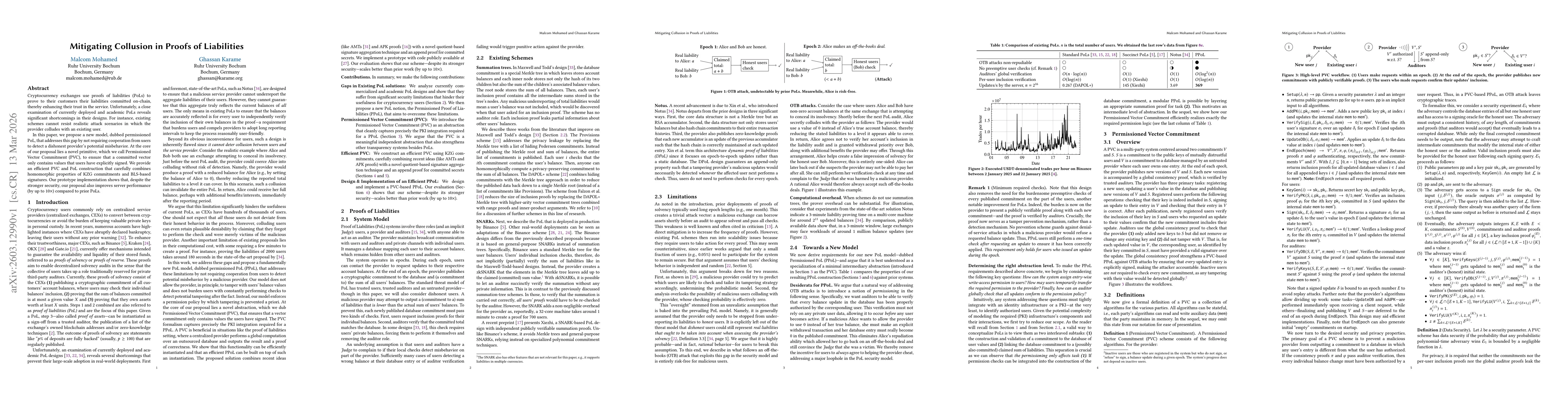 Thumbnail for Mitigating Collusion in Proofs of Liabilities