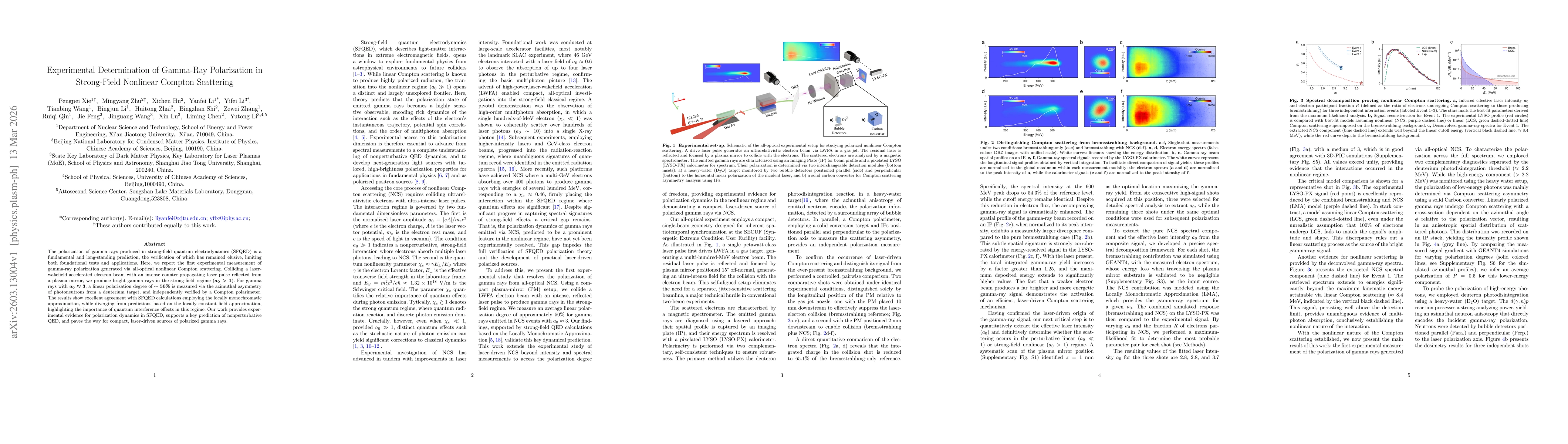 Thumbnail for Experimental Determination of Gamma-Ray Polarization in Strong-Field Nonlinear Compton Scattering