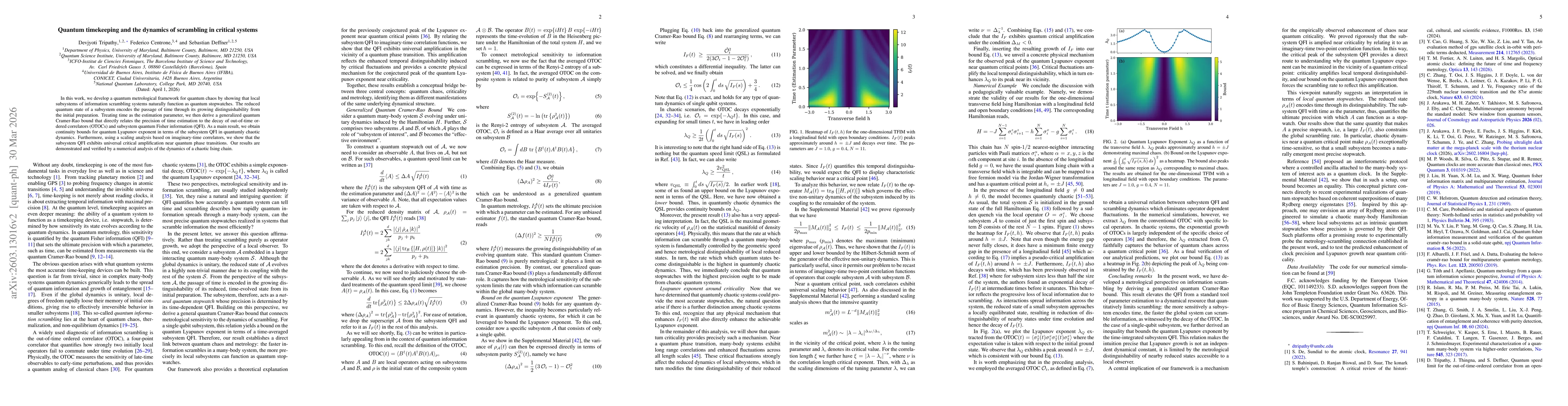 Thumbnail for Quantum timekeeping and the dynamics of scrambling in critical systems