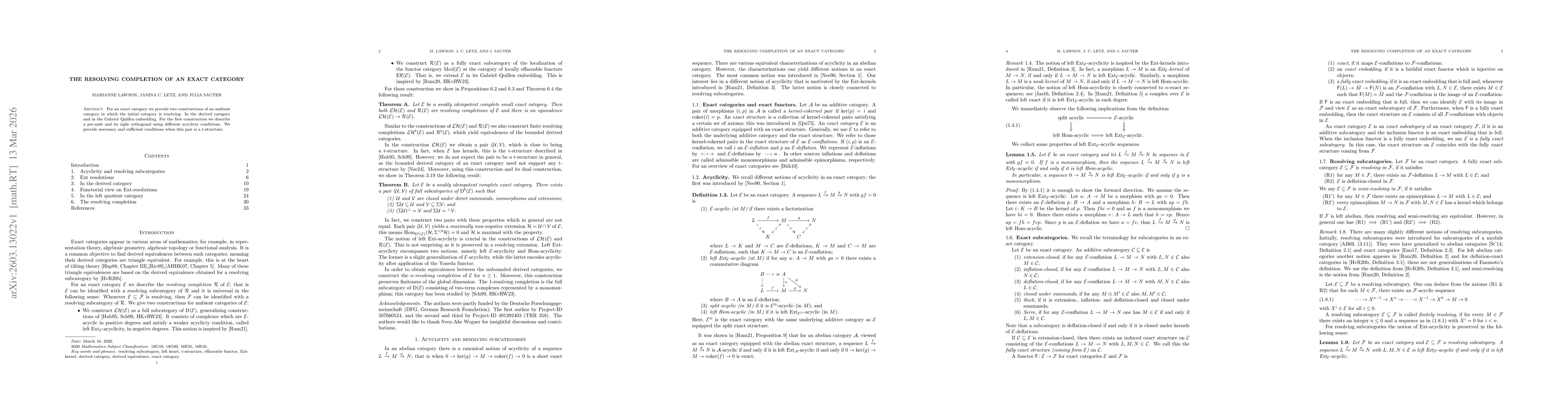 Thumbnail for The resolving completion of an exact category