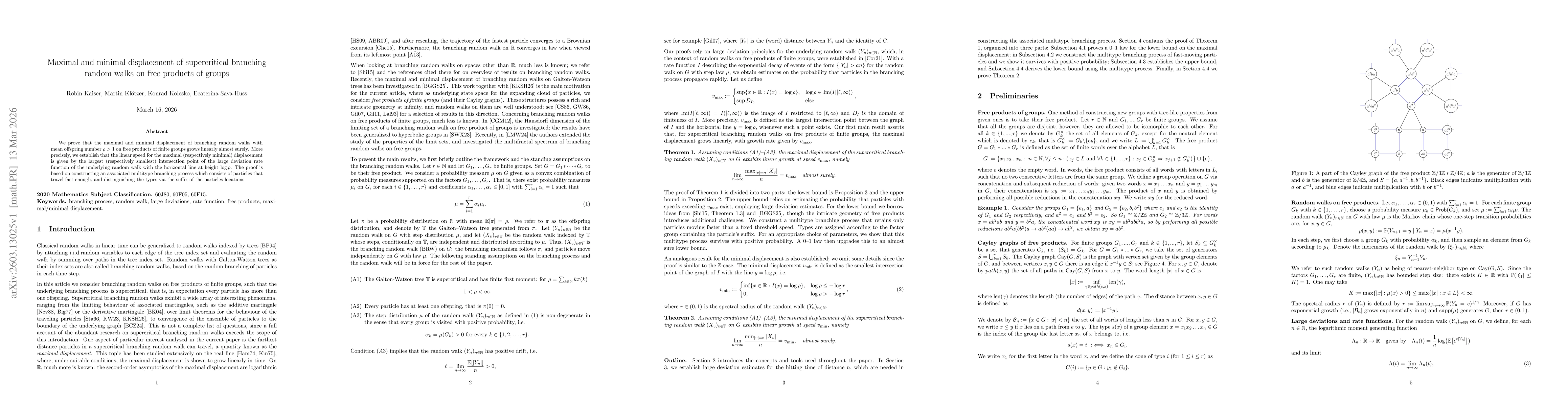 Thumbnail for Maximal and minimal displacement of supercritical branching random walks on free products of groups