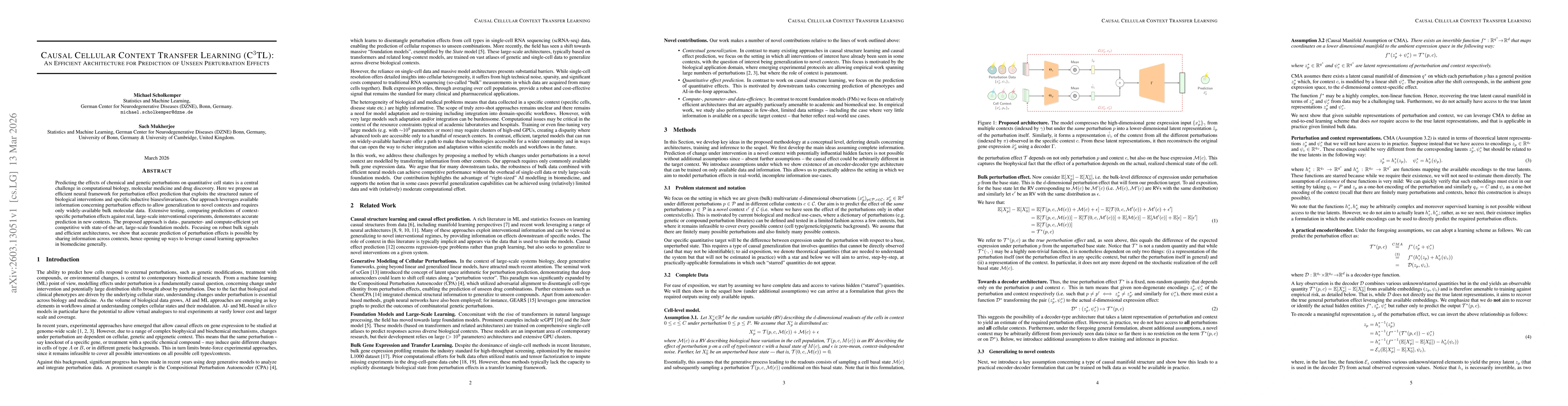Thumbnail for Causal Cellular Context Transfer Learning (C3TL): An Efficient Architecture for Prediction of Unseen Perturbation Effects