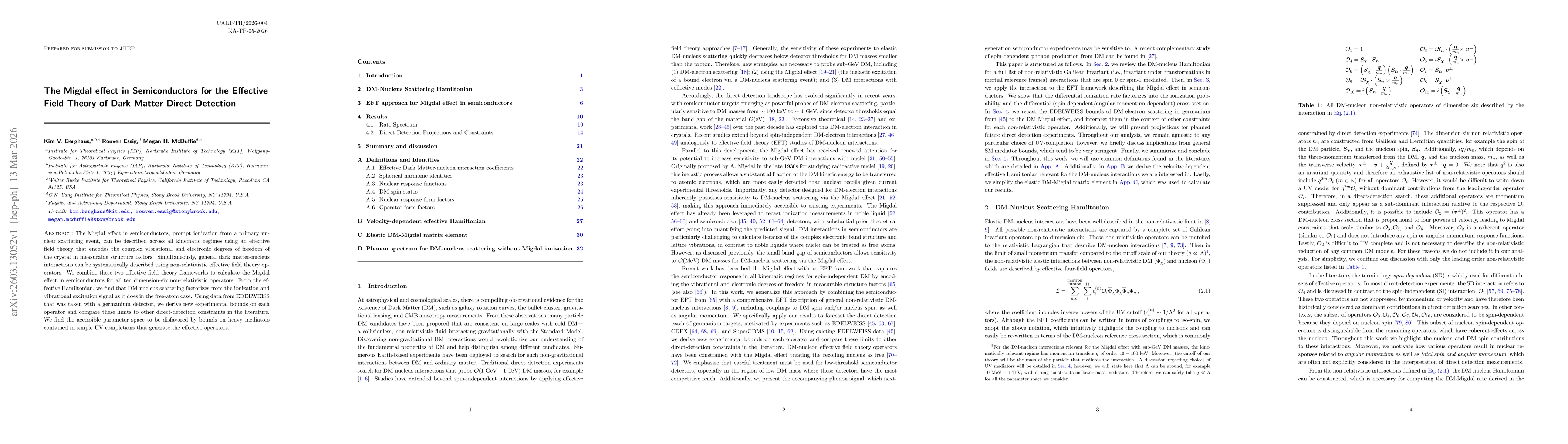Thumbnail for The Migdal effect in Semiconductors for the Effective Field Theory of Dark Matter Direct Detection