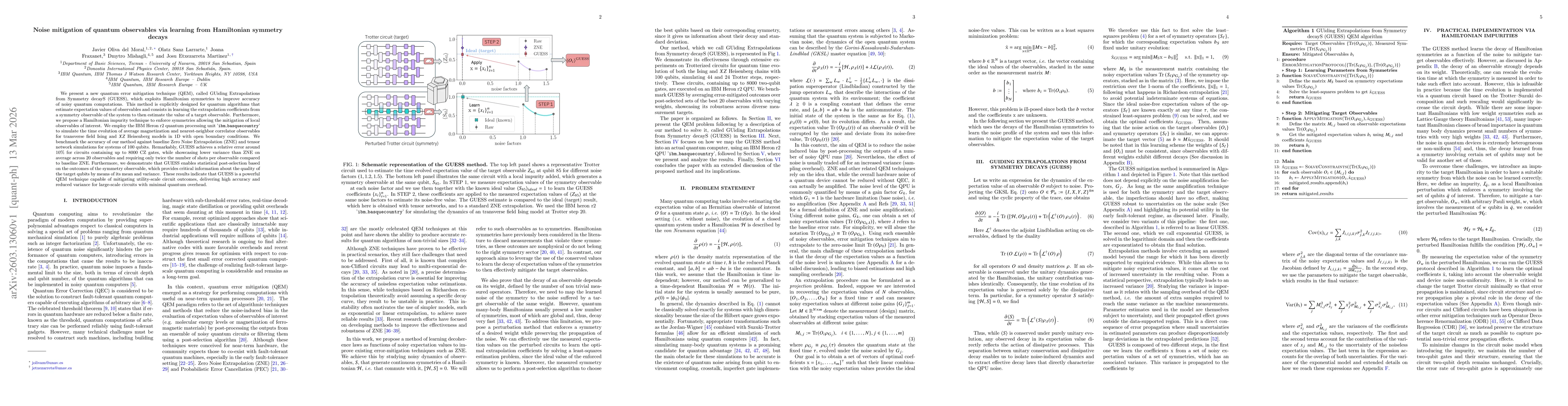 Thumbnail for Noise mitigation of quantum observables via learning from Hamiltonian symmetry decays