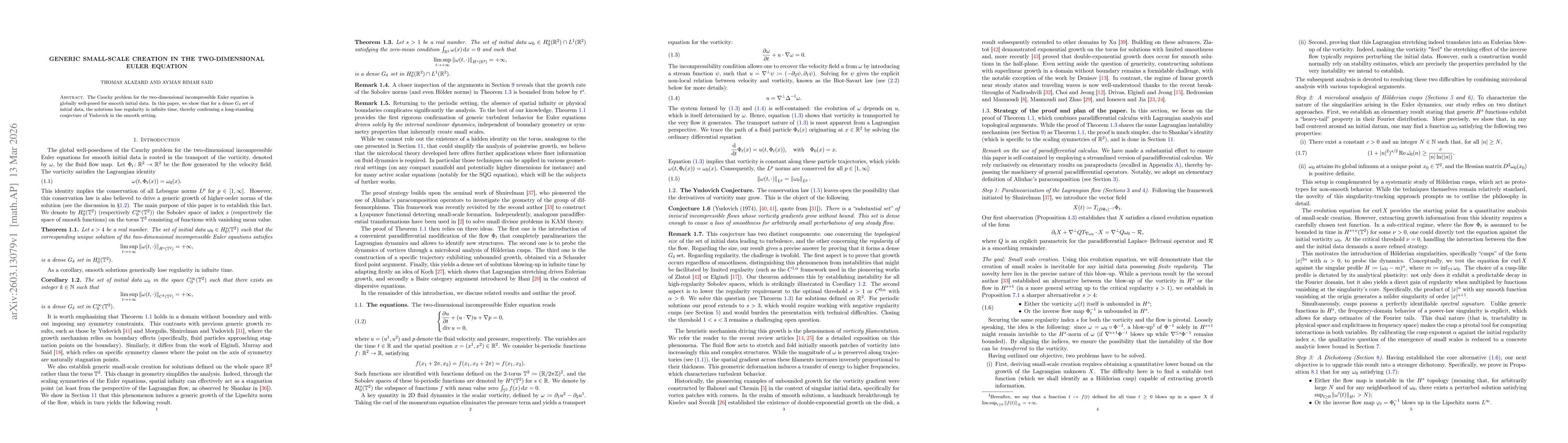 Thumbnail for Generic small-scale creation in the two-dimensional Euler equation