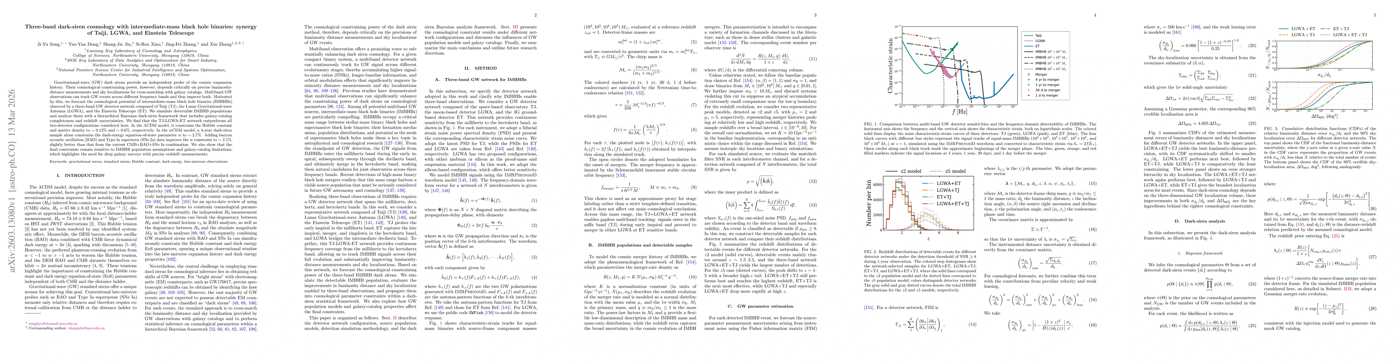 Thumbnail for Three-band dark-siren cosmology with intermediate-mass black hole binaries: synergy of Taiji, LGWA, and Einstein Telescope
