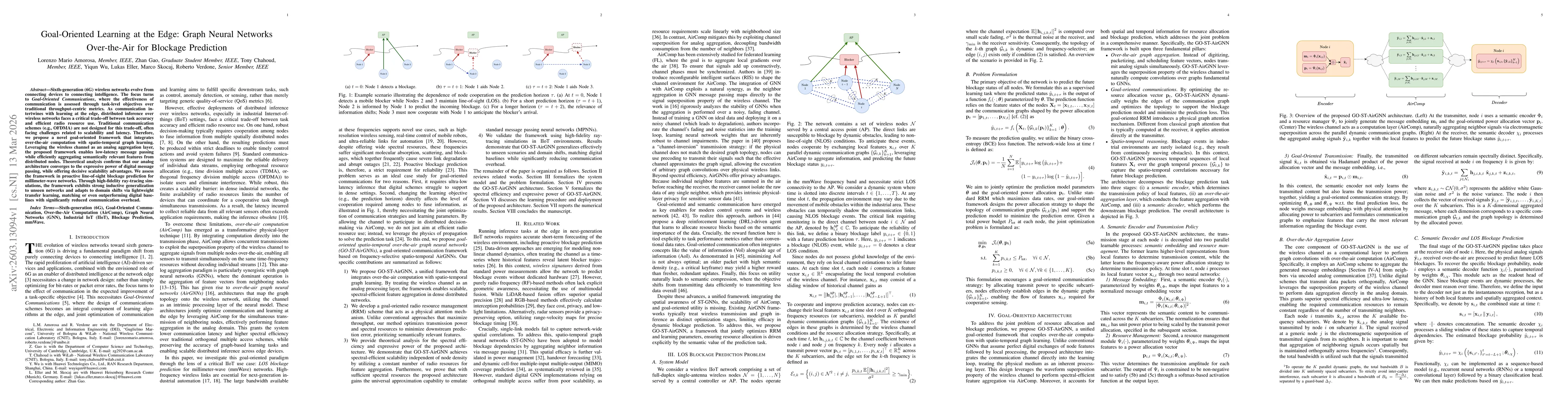 Thumbnail for Goal-Oriented Learning at the Edge: Graph Neural Networks Over-the-Air for Blockage Prediction