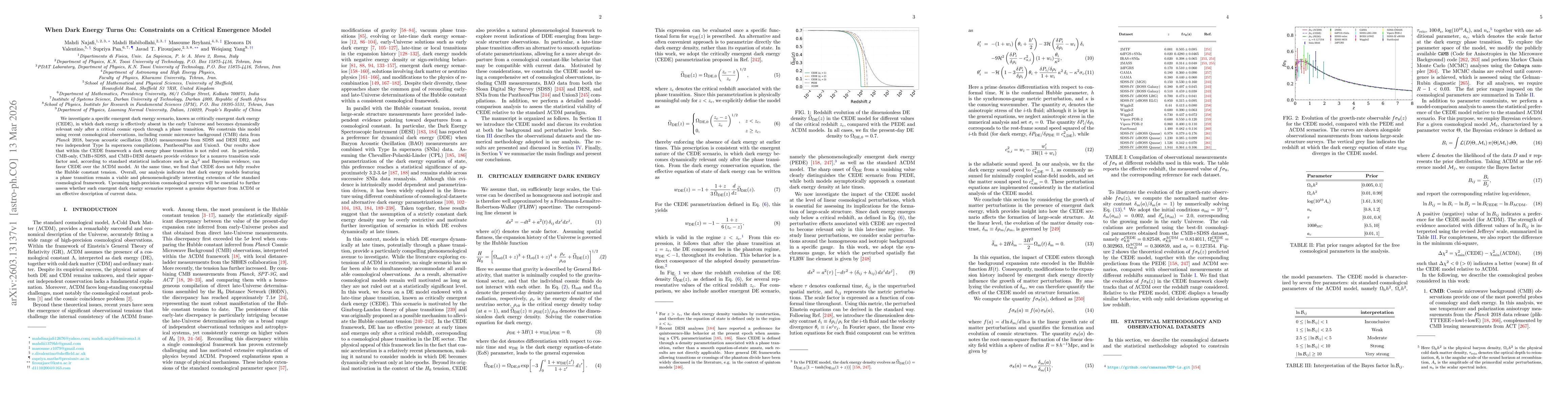 Thumbnail for When Dark Energy Turns On: Constraints on a Critical Emergence Model