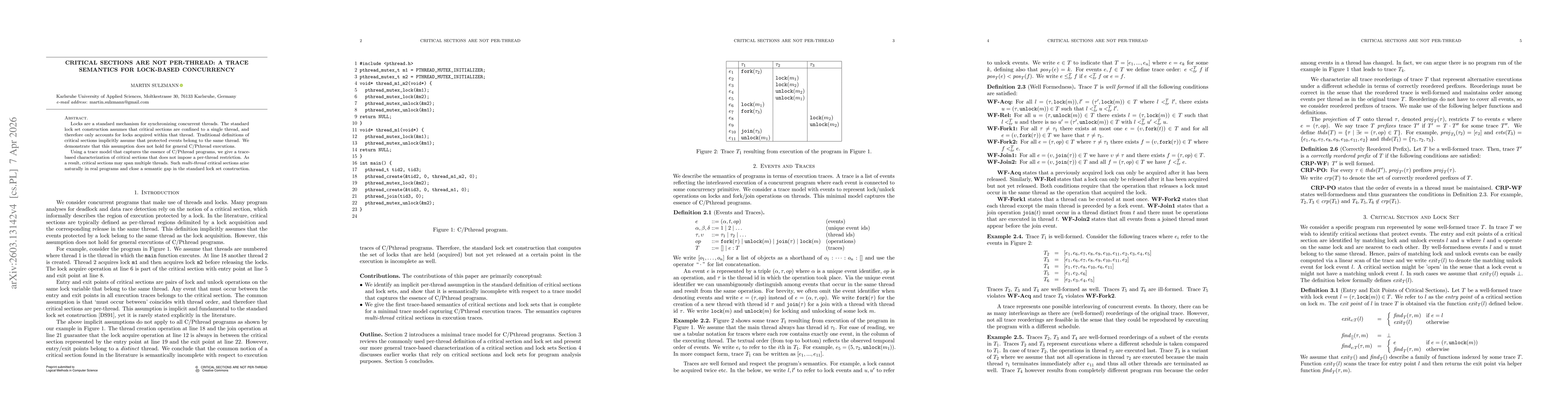 Thumbnail for Critical Sections Are Not Per-Thread: A Trace Semantics for Lock-Based Concurrency