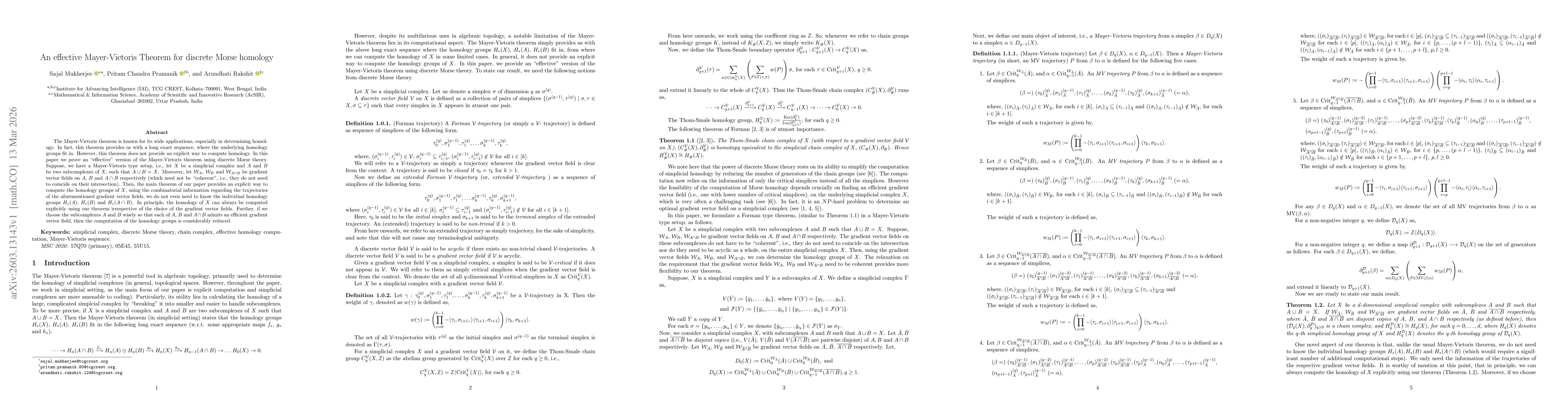 Thumbnail for An effective Mayer-Vietoris Theorem for discrete Morse homology