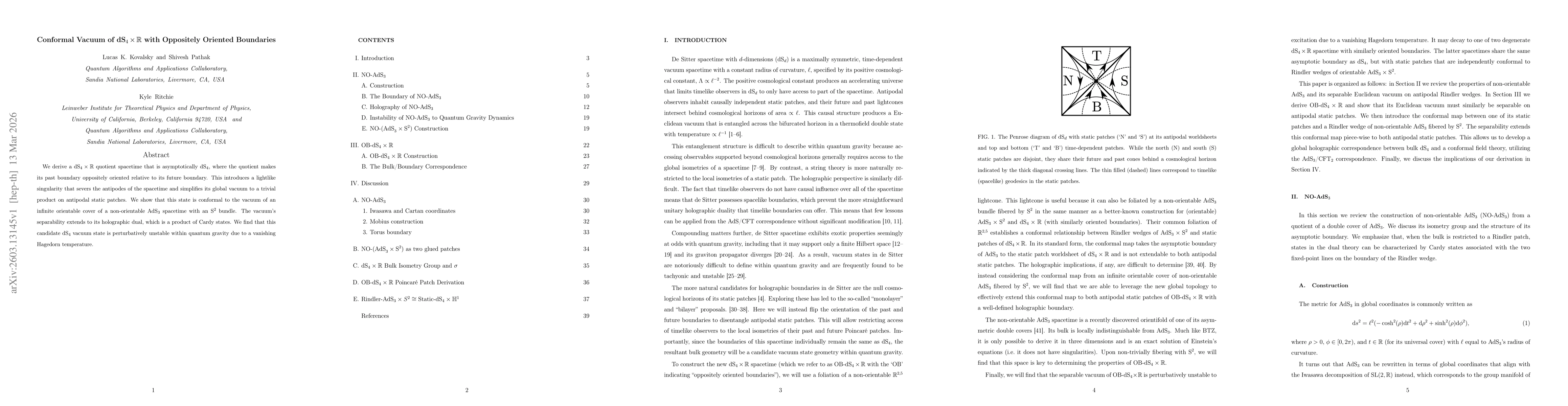 Thumbnail for Conformal Vacuum of dS$_4\times \mathbb R$ with Oppositely Oriented Boundaries