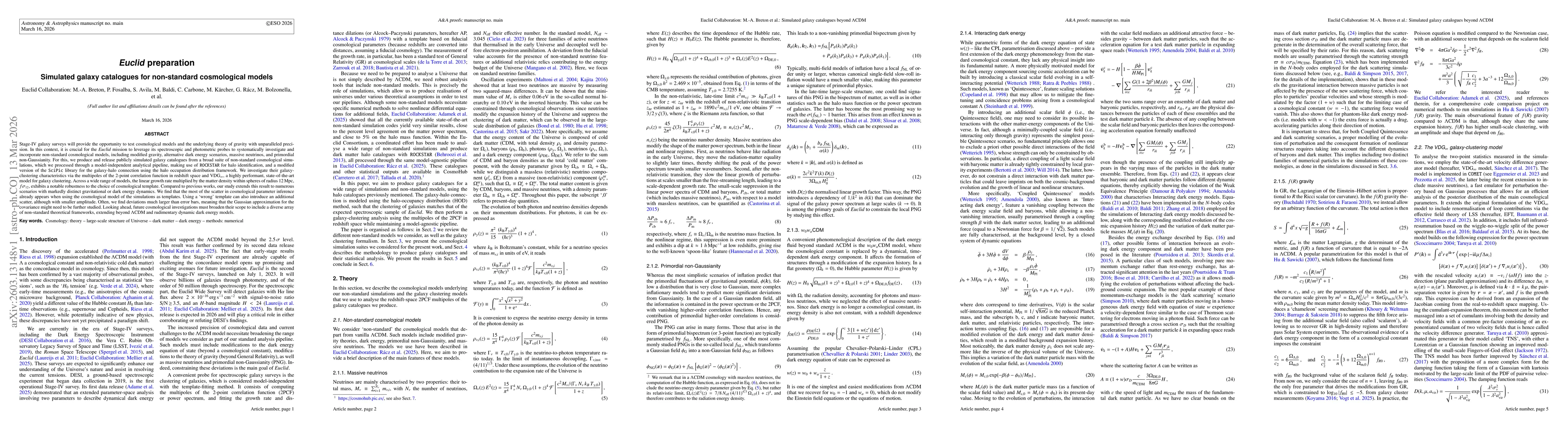 Thumbnail for Euclid preparation. Simulated galaxy catalogues for non-standard cosmological models