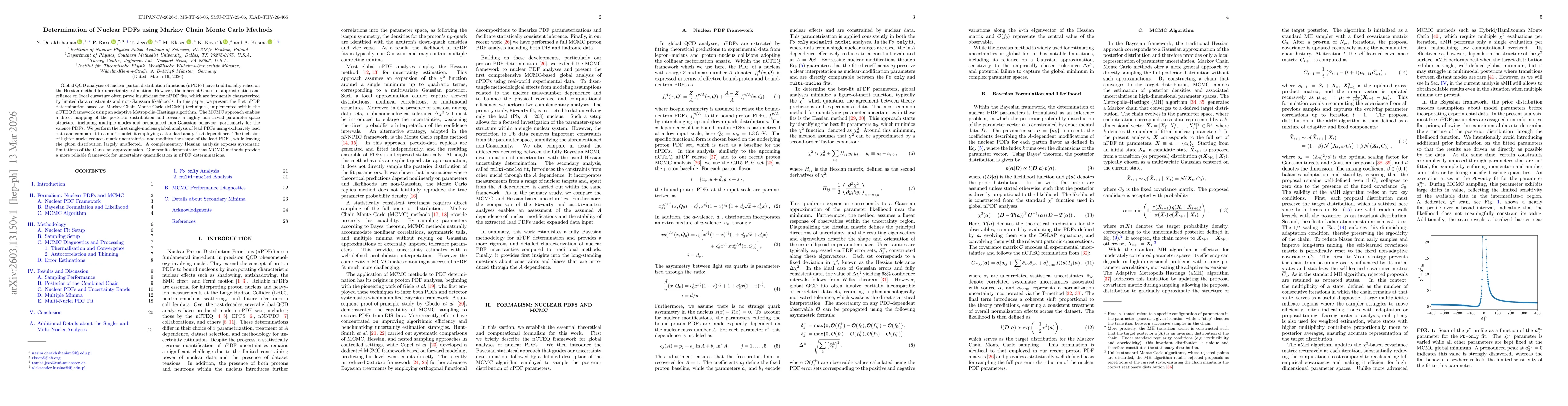 Thumbnail for Determination of Nuclear PDFs using Markov Chain Monte Carlo Methods