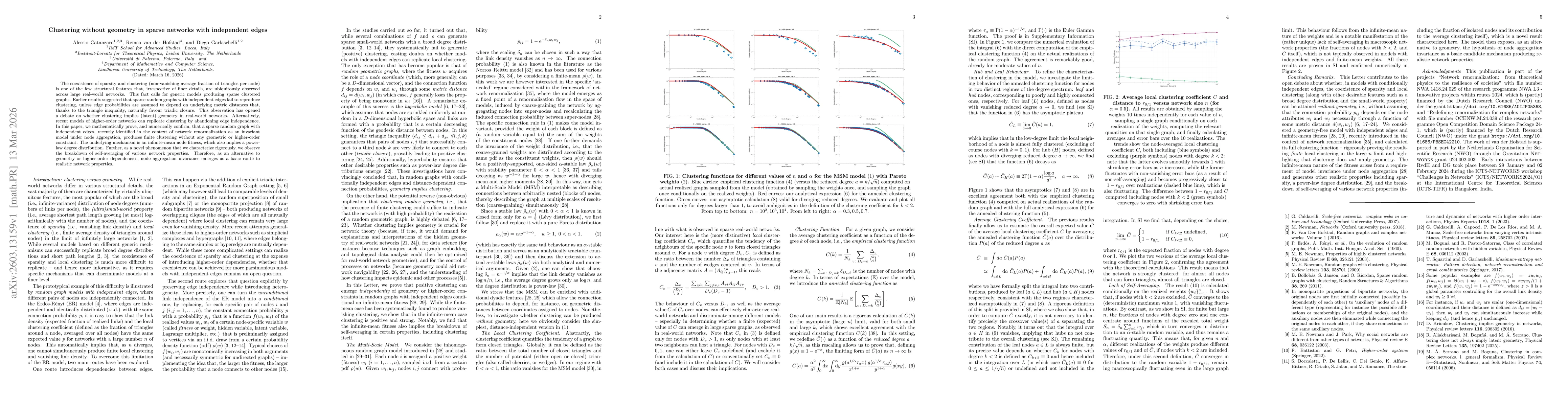 Thumbnail for Clustering without geometry in sparse networks with independent edges