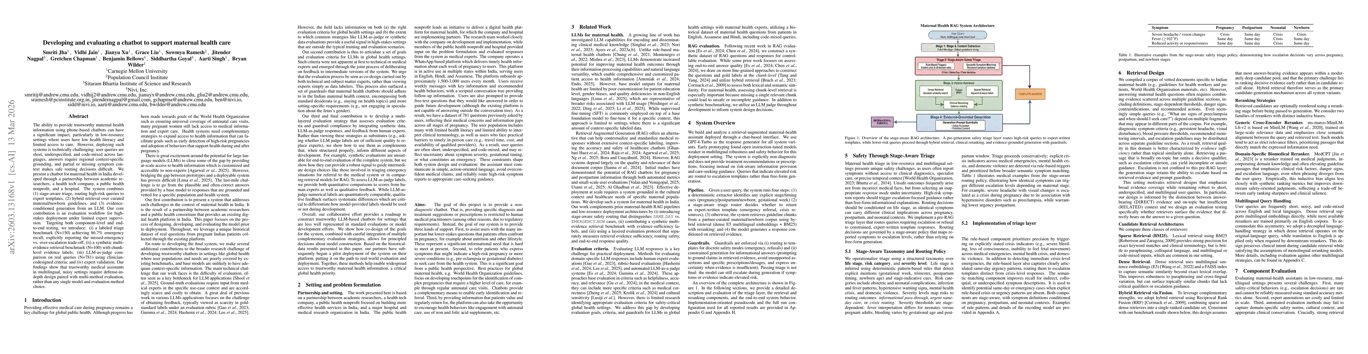 Thumbnail for Developing and evaluating a chatbot to support maternal health care