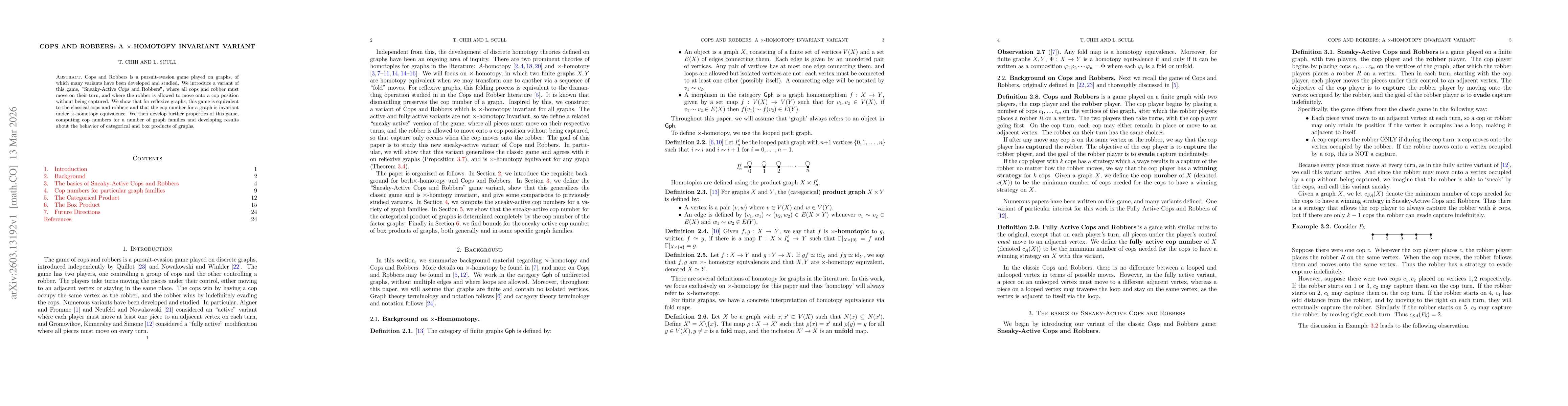Thumbnail for Cops and Robbers: A $\times$-homotopy Invariant Variant