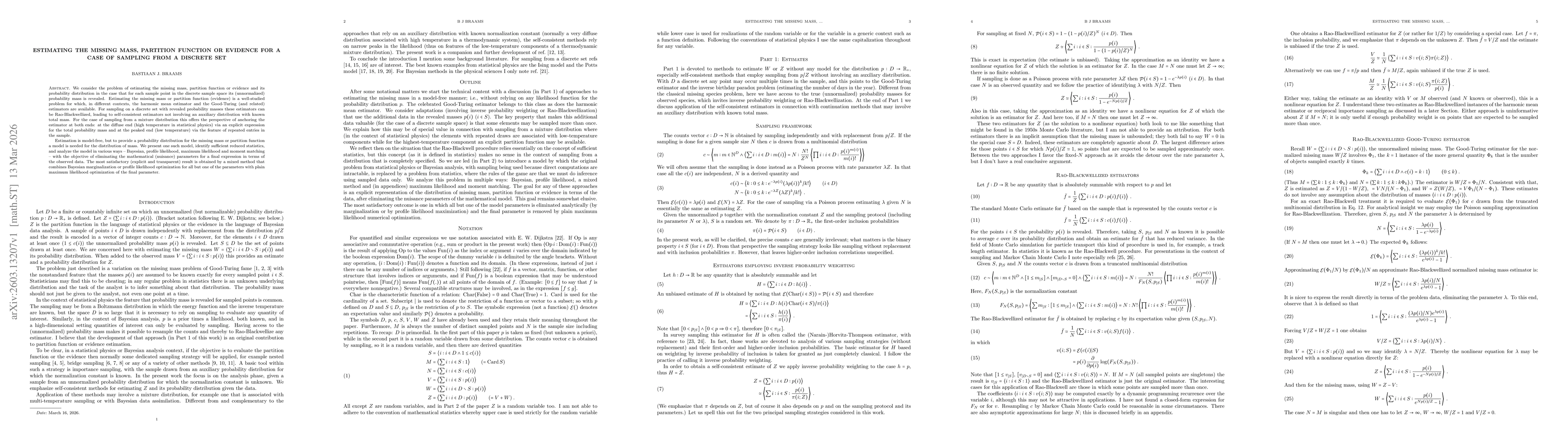 Thumbnail for Estimating the Missing Mass, Partition Function or Evidence for a Case of Sampling from a Discrete Set