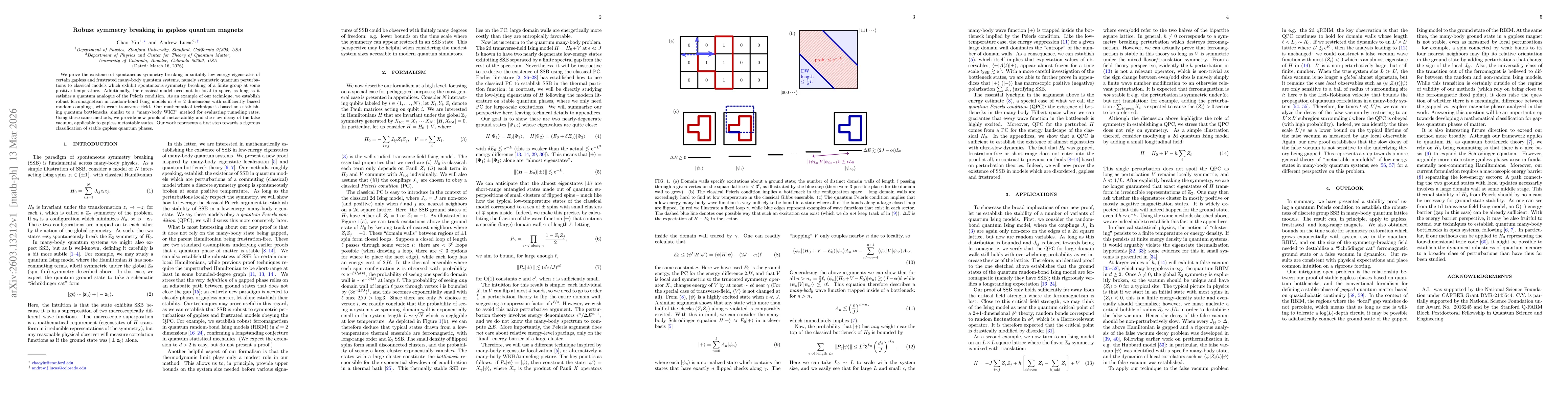 Thumbnail for Robust symmetry breaking in gapless quantum magnets