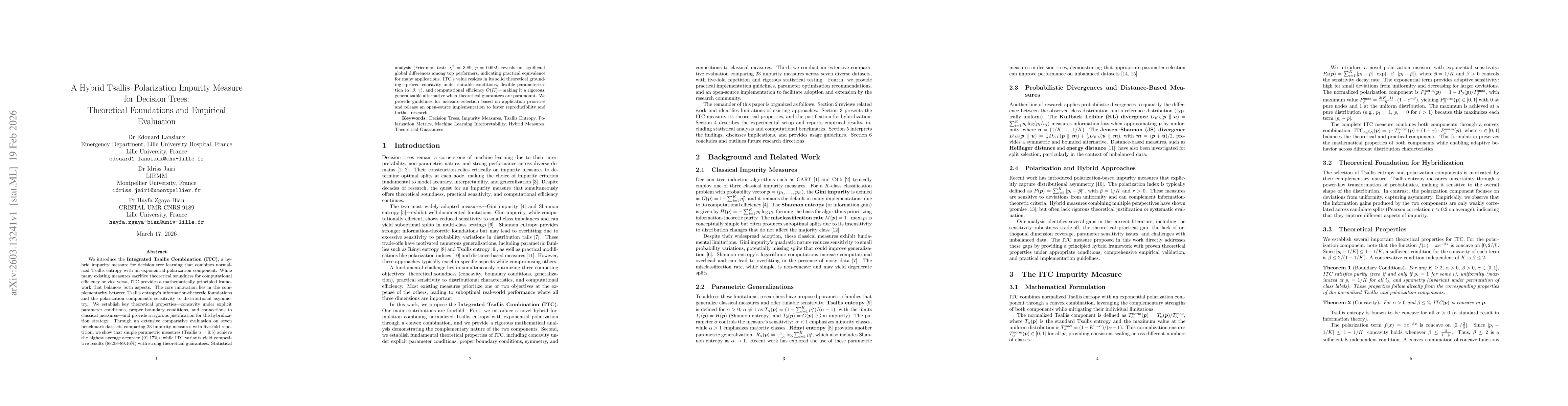 Thumbnail for A Hybrid Tsallis-Polarization Impurity Measure for Decision Trees: Theoretical Foundations and Empirical Evaluation