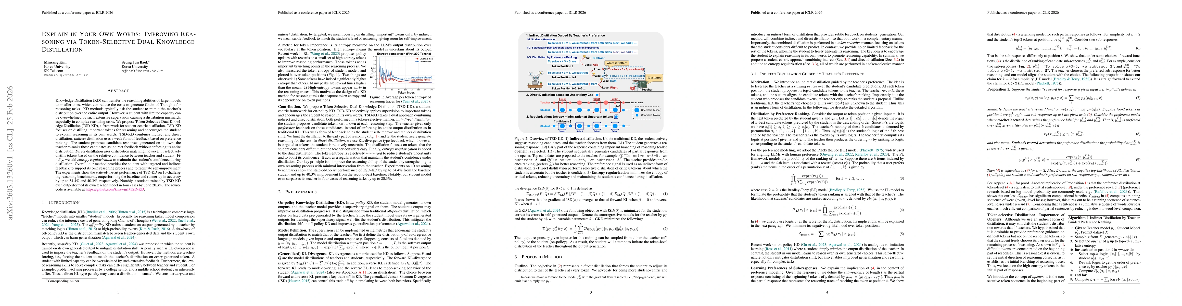 Thumbnail for Explain in Your Own Words: Improving Reasoning via Token-Selective Dual Knowledge Distillation