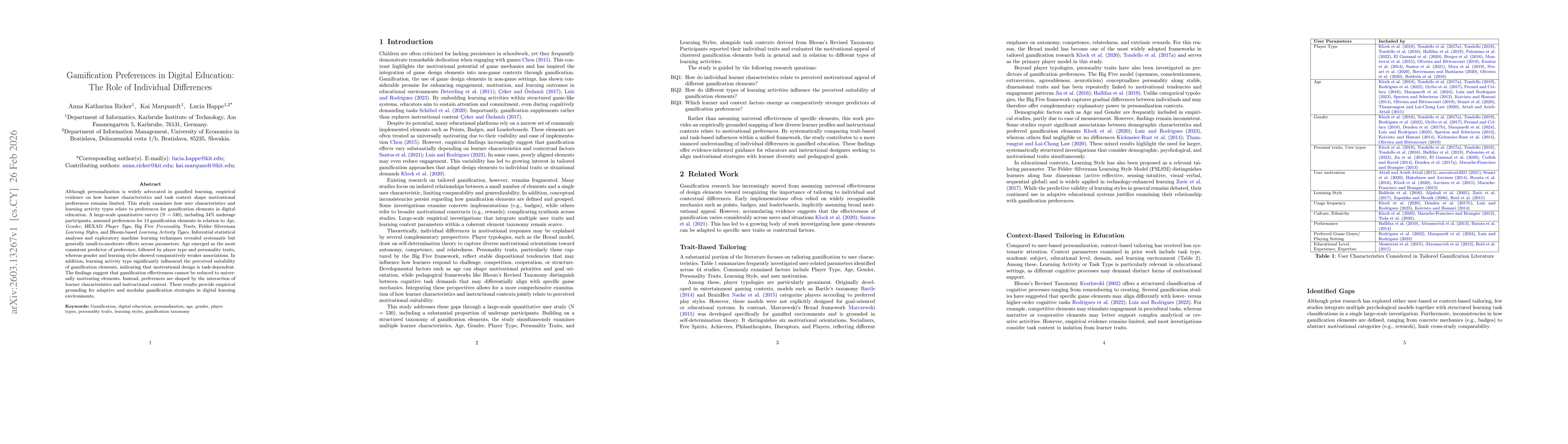 Thumbnail for Gamification Preferences in Digital Education: The Role of Individual Differences
