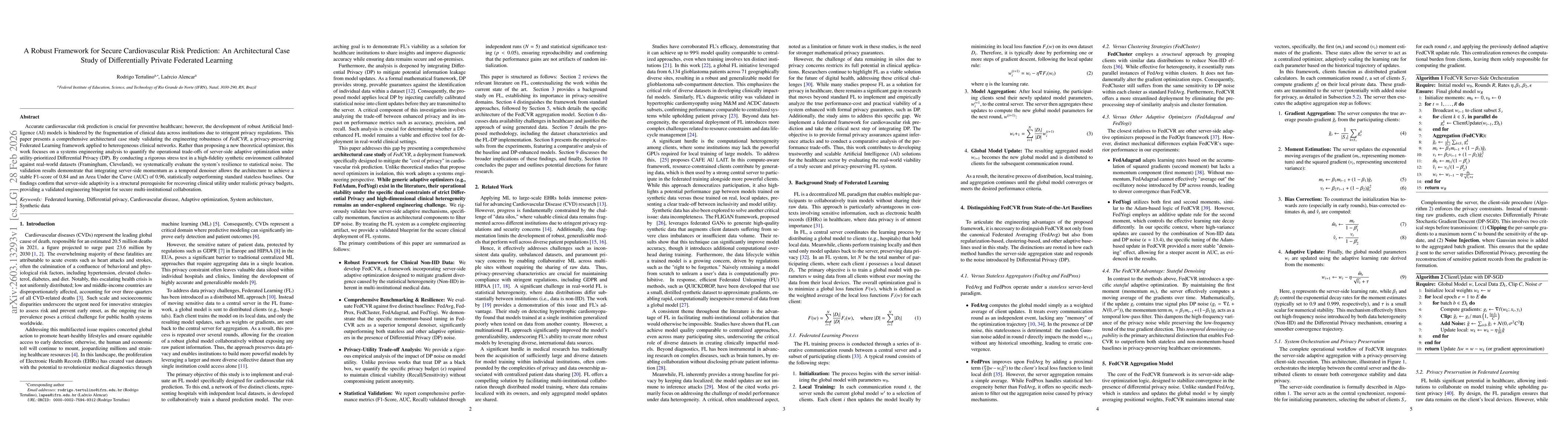 Thumbnail for A Robust Framework for Secure Cardiovascular Risk Prediction: An Architectural Case Study of Differentially Private Federated Learning