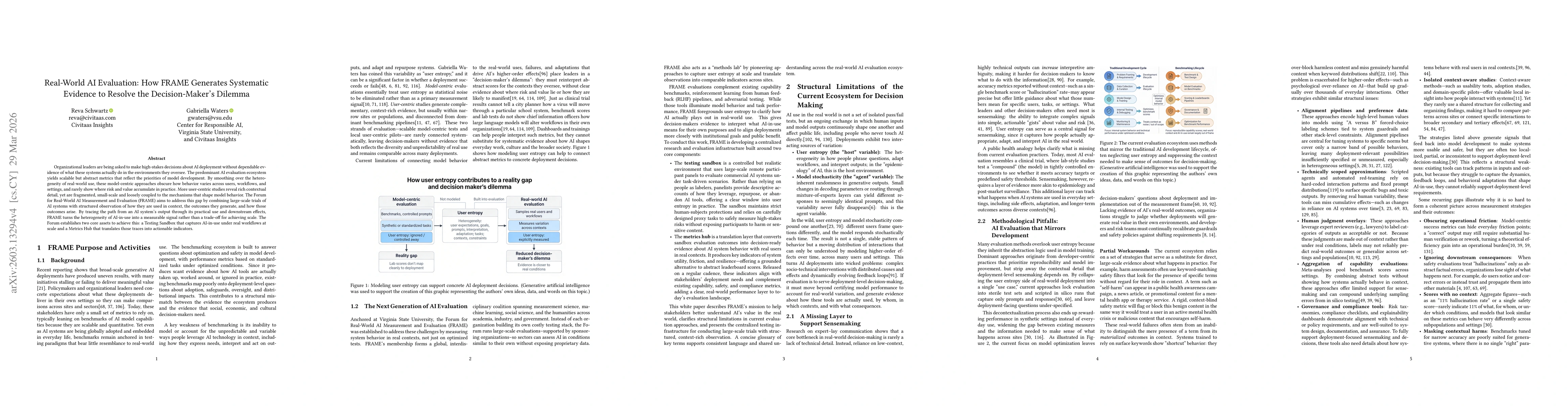 Thumbnail for Real-World AI Evaluation: How FRAME Generates Systematic Evidence to Resolve the Decision-Maker's Dilemma