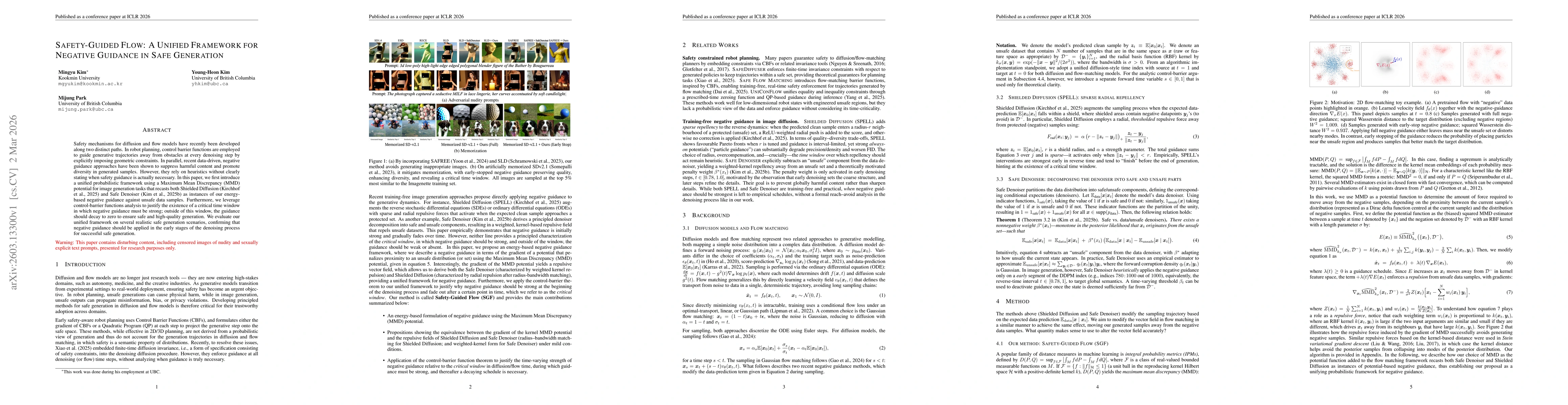 Thumbnail for Safety-Guided Flow (SGF): A Unified Framework for Negative Guidance in Safe Generation