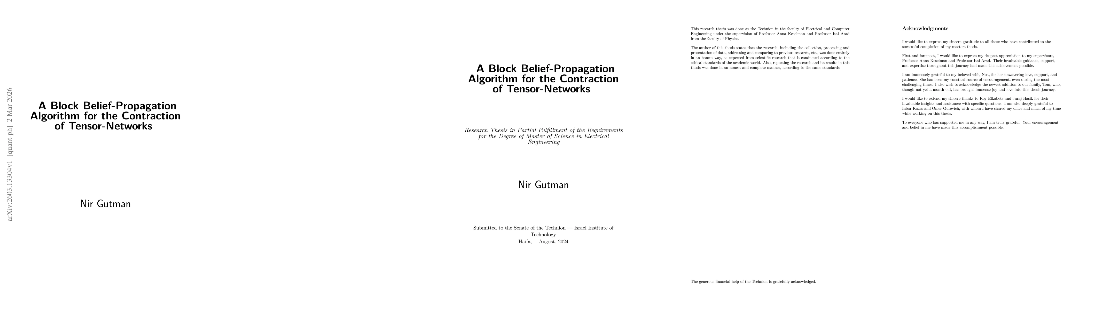Thumbnail for A Block Belief-Propagation Algorithm for the Contraction of Tensor-Networks
