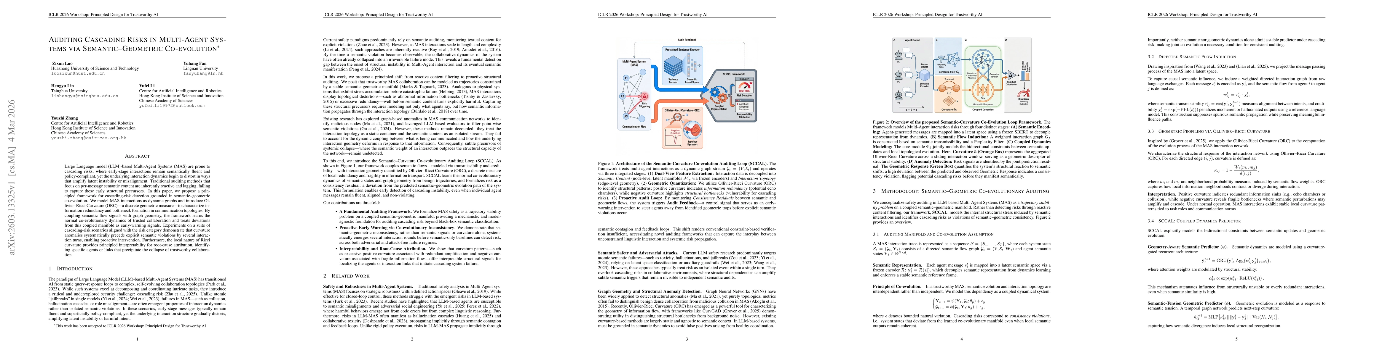 Thumbnail for Auditing Cascading Risks in Multi-Agent Systems via Semantic-Geometric Co-evolution
