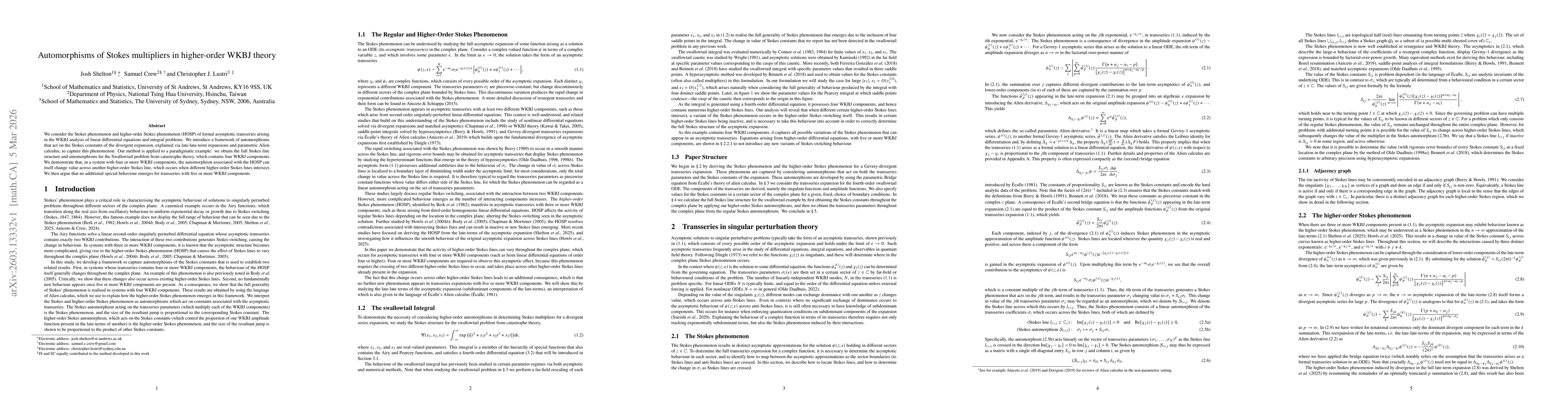 Thumbnail for Automorphisms of Stokes multipliers in higher-order WKBJ theory