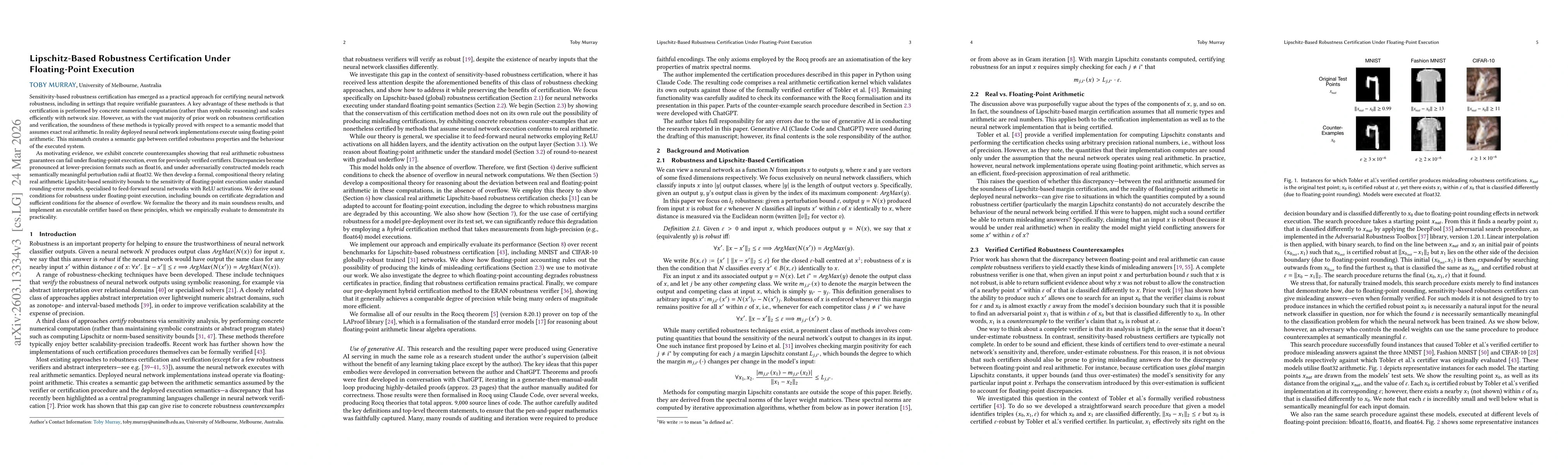Thumbnail for Lipschitz-Based Robustness Certification Under Floating-Point Execution