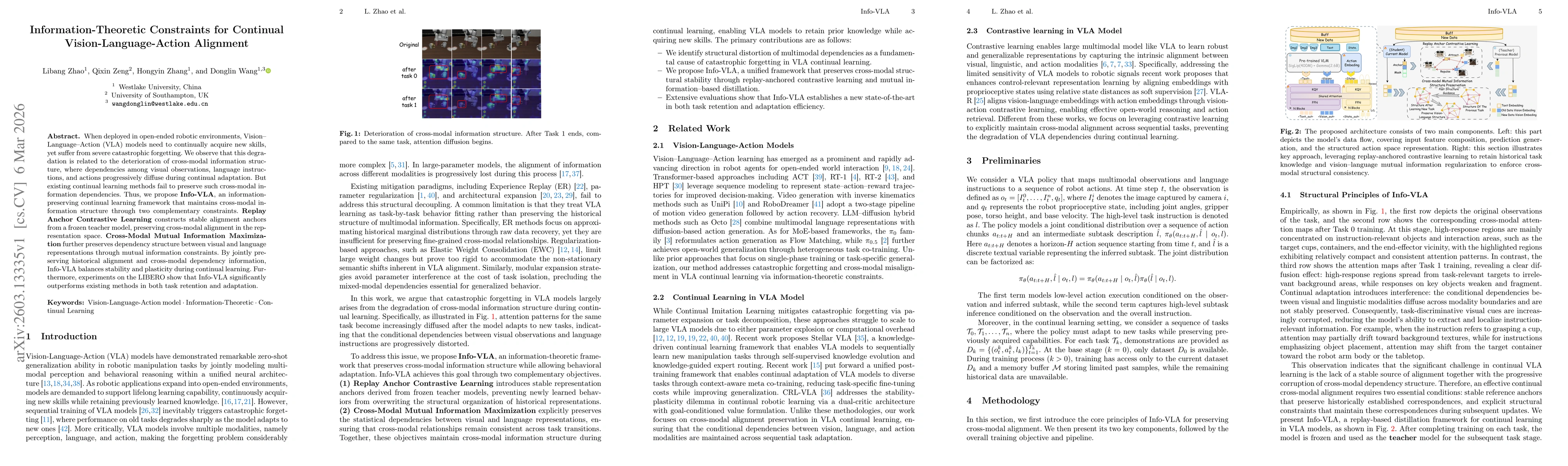 Thumbnail for Information-Theoretic Constraints for Continual Vision-Language-Action Alignment
