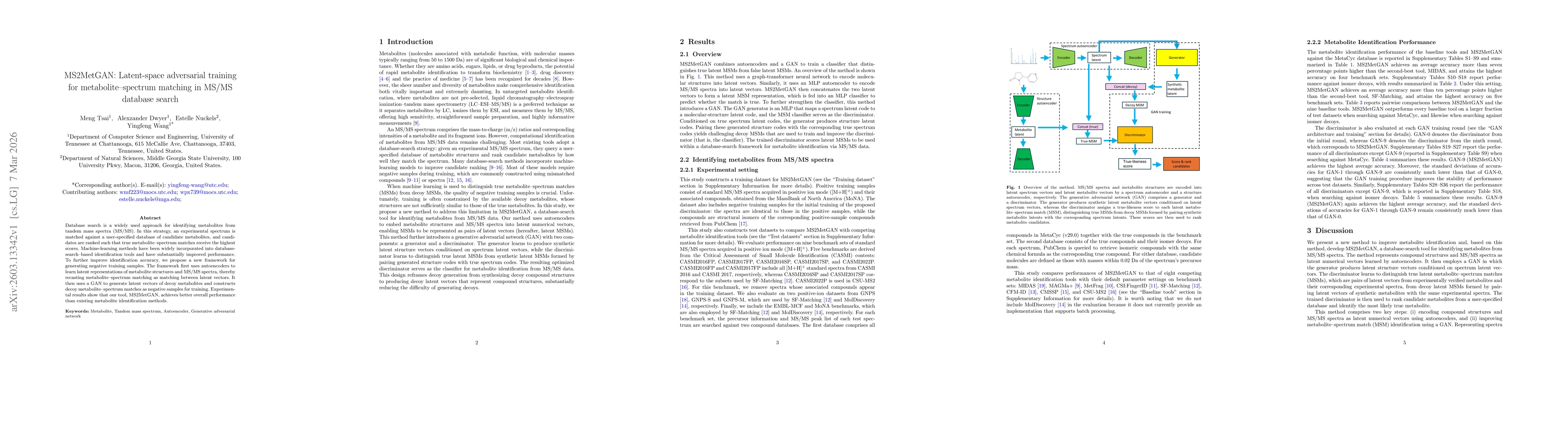 Thumbnail for MS2MetGAN: Latent-space adversarial training for metabolite-spectrum matching in MS/MS database search