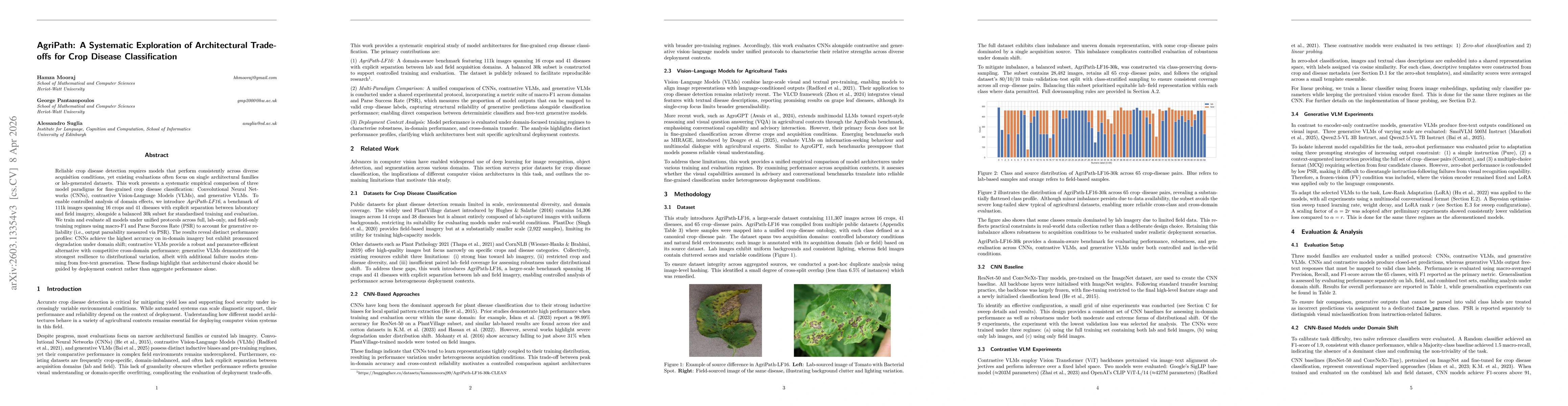 Thumbnail for AgriPath: A Systematic Exploration of Architectural Trade-offs for Crop Disease Classification