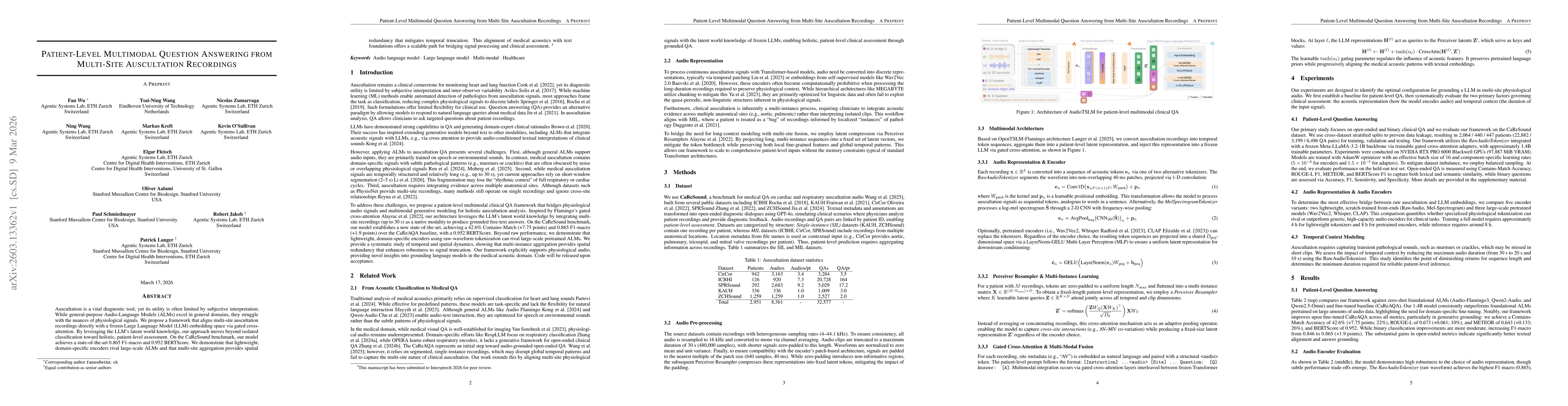 Thumbnail for Patient-Level Multimodal Question Answering from Multi-Site Auscultation Recordings