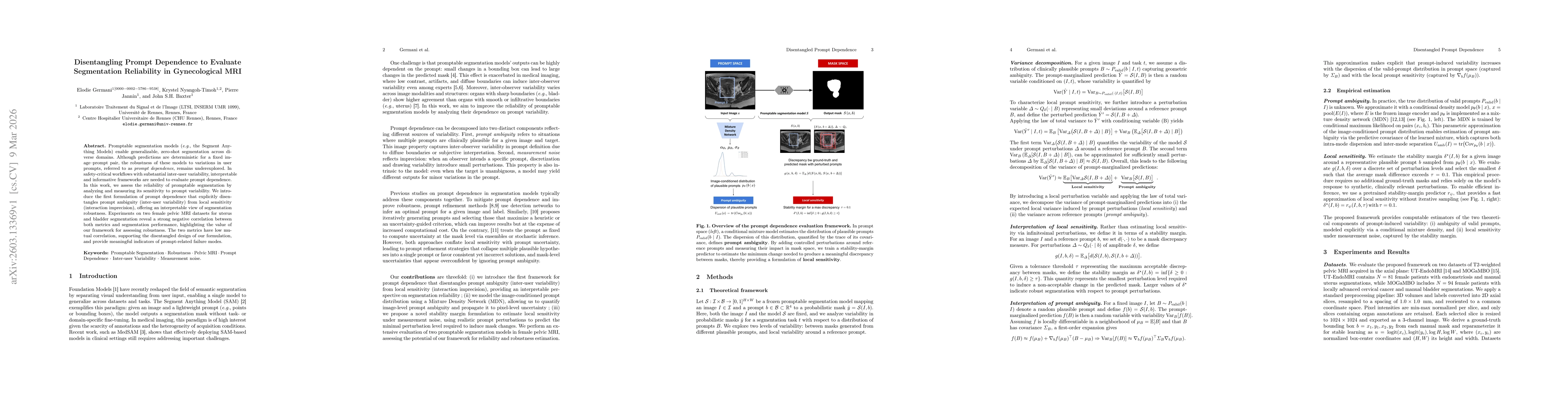 Thumbnail for Disentangling Prompt Dependence to Evaluate Segmentation Reliability in Gynecological MRI