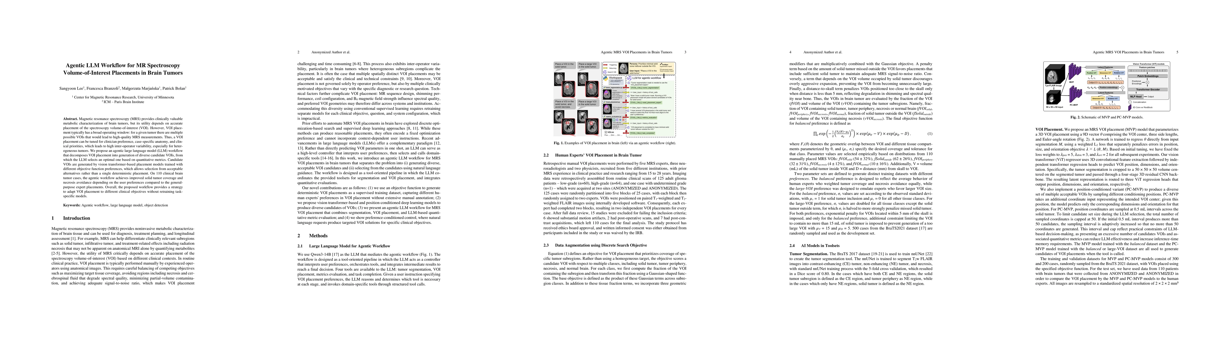 Thumbnail for Agentic LLM Workflow for MR Spectroscopy Volume-of-Interest Placements in Brain Tumors