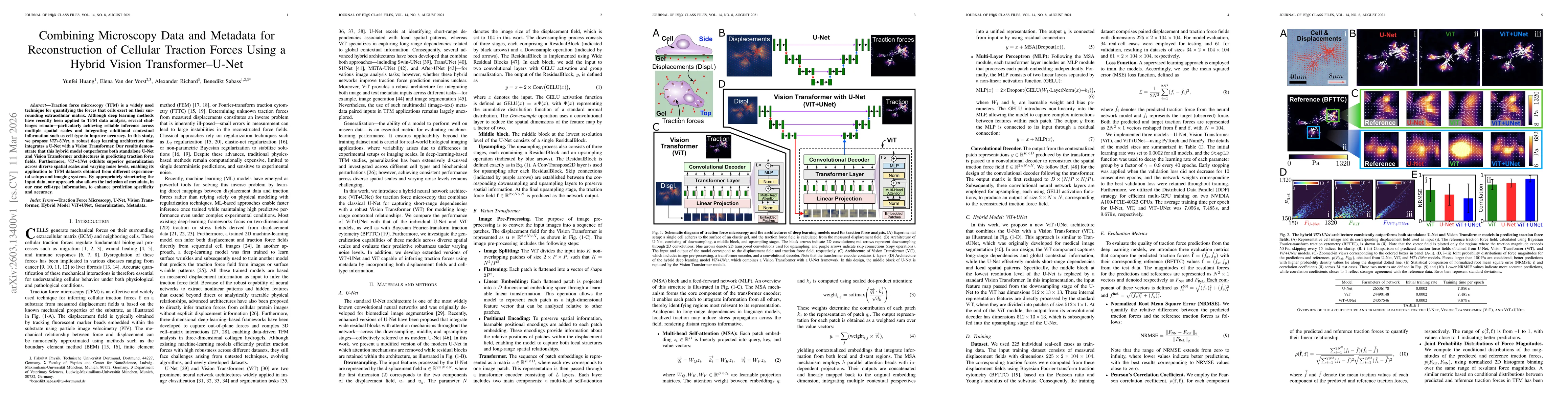 Thumbnail for Combining Microscopy Data and Metadata for Reconstruction of Cellular Traction Forces Using a Hybrid Vision Transformer-U-Net