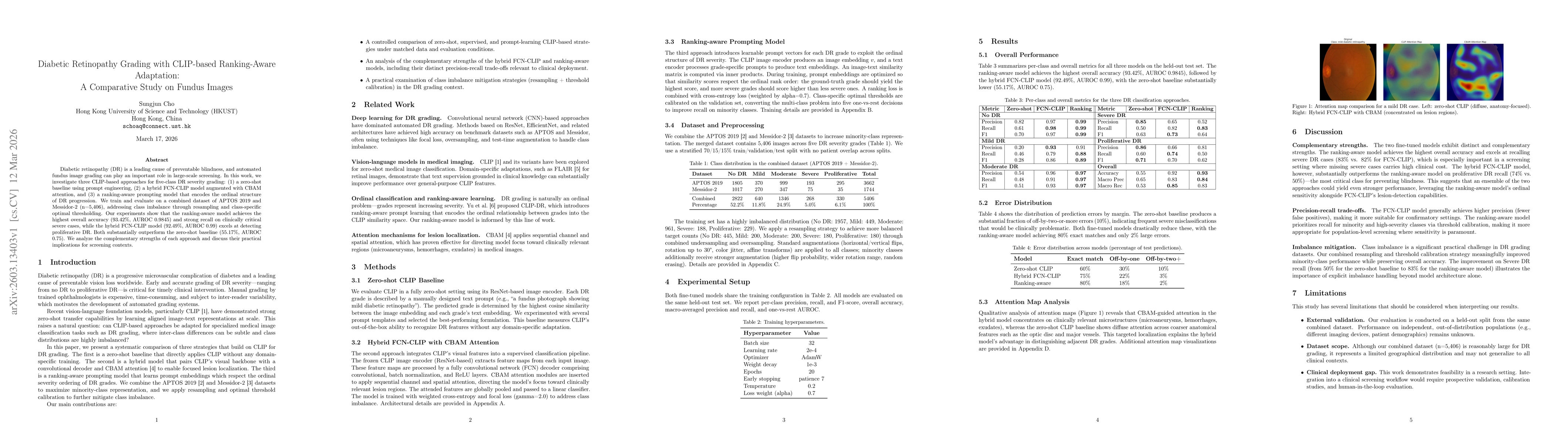 Thumbnail for Diabetic Retinopathy Grading with CLIP-based Ranking-Aware Adaptation:A Comparative Study on Fundus Image