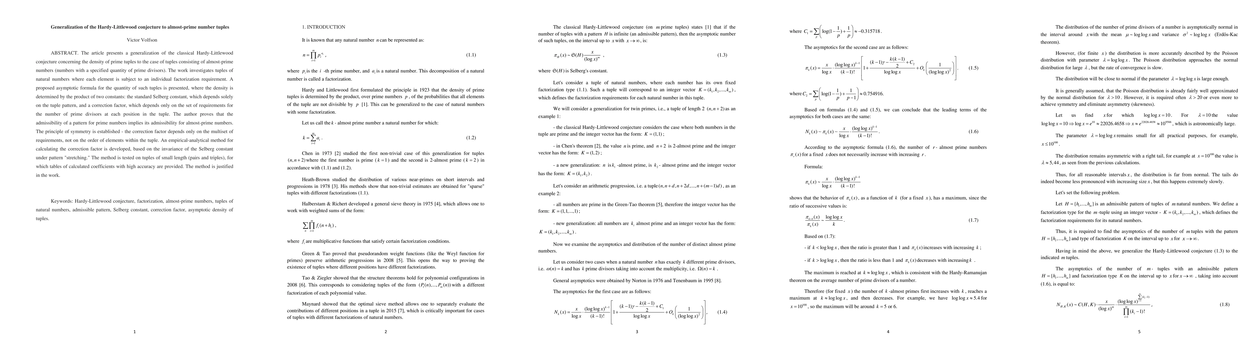 Thumbnail for Generalization of the Hardy-Littlewood conjecture to almost-prime number tuples