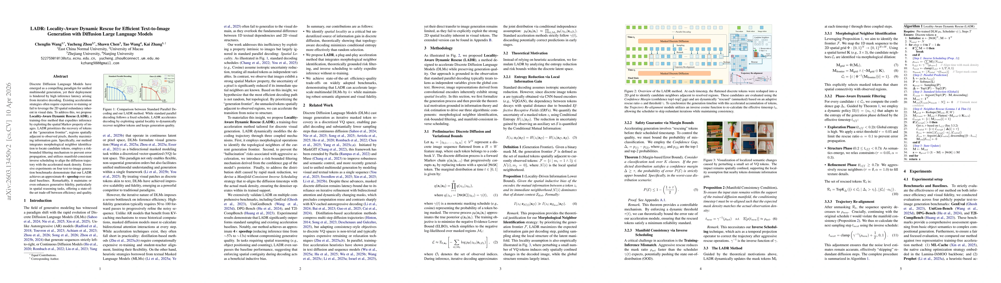 Thumbnail for LADR: Locality-Aware Dynamic Rescue for Efficient Text-to-Image Generation with Diffusion Large Language Models
