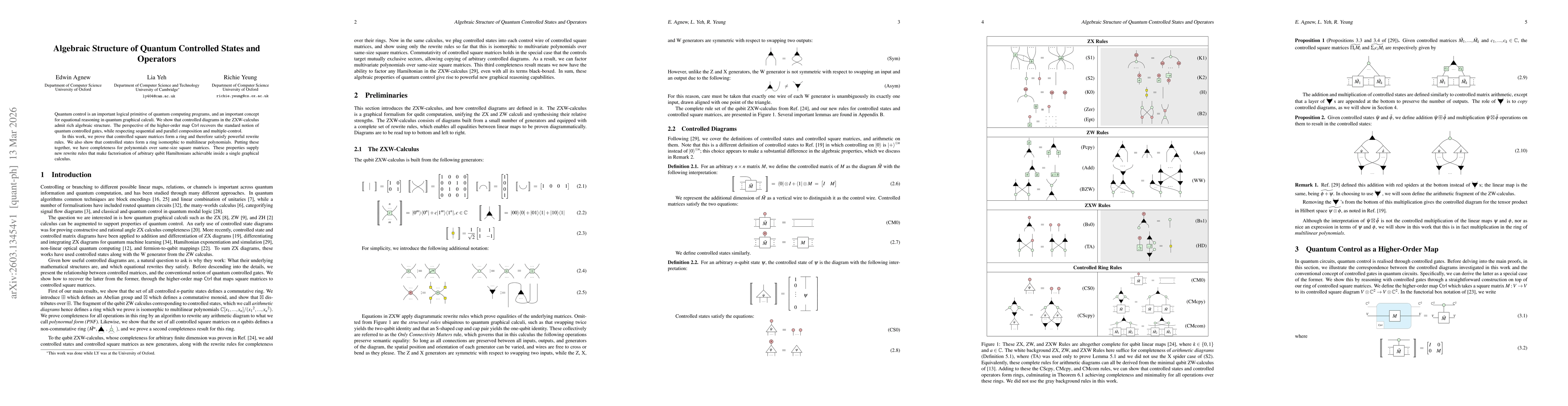Thumbnail for Algebraic Structure of Quantum Controlled States and Operators