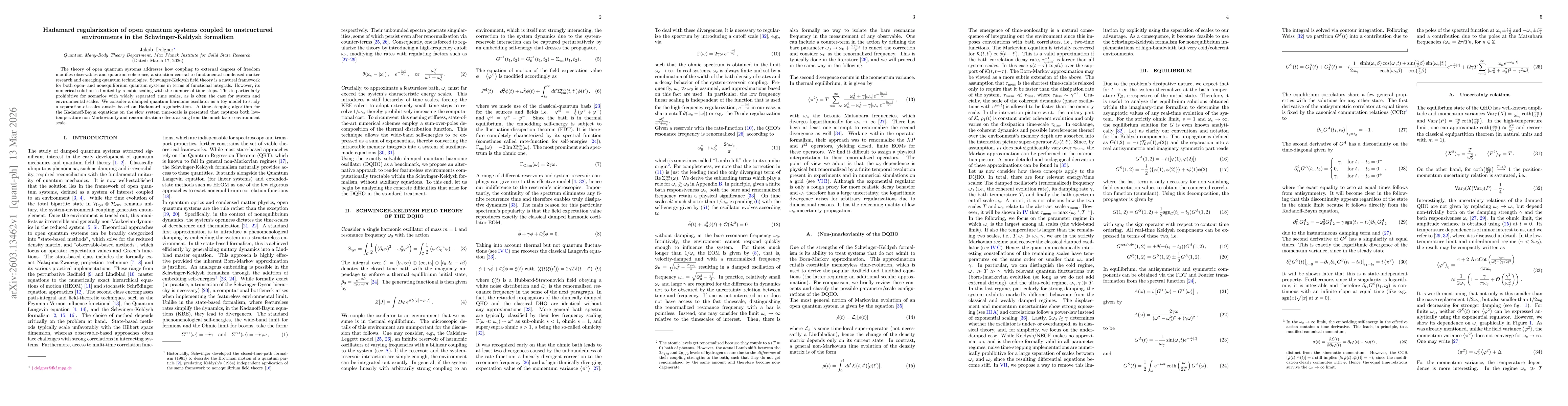Thumbnail for Hadamard regularization of open quantum systems coupled to unstructured environments in the Schwinger-Keldysh formalism