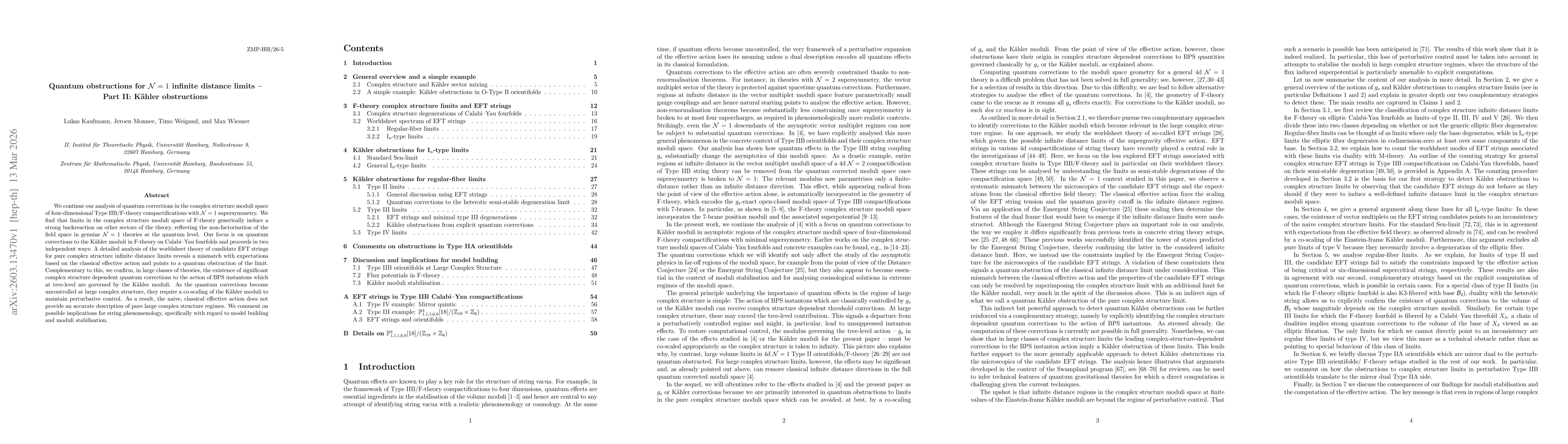 Thumbnail for Quantum obstructions for $N=1$ infinite distance limits -- Part II: Kähler obstructions