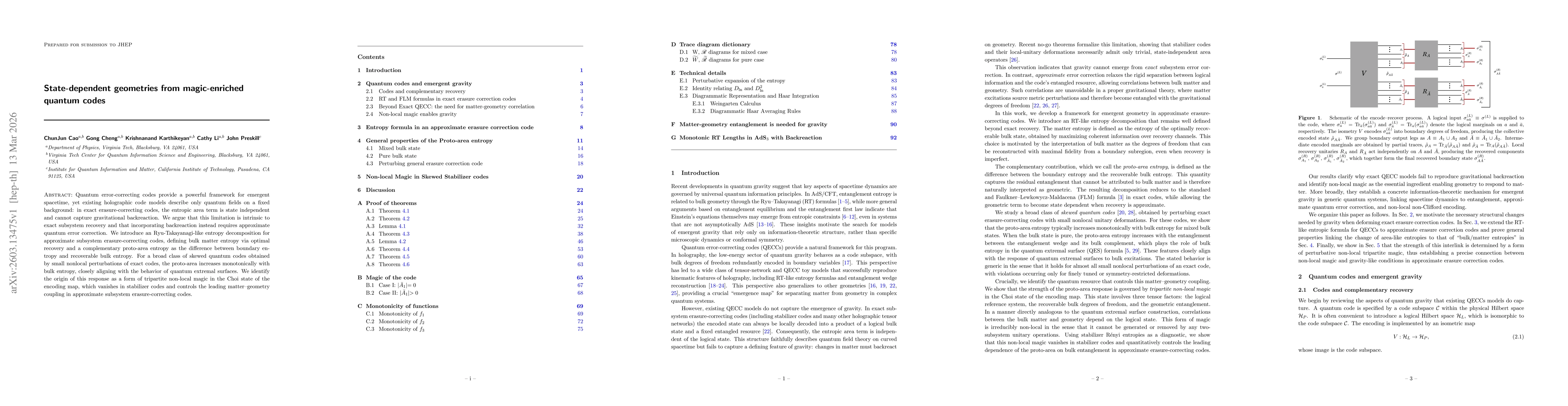 Thumbnail for State-dependent geometries from magic-enriched quantum codes