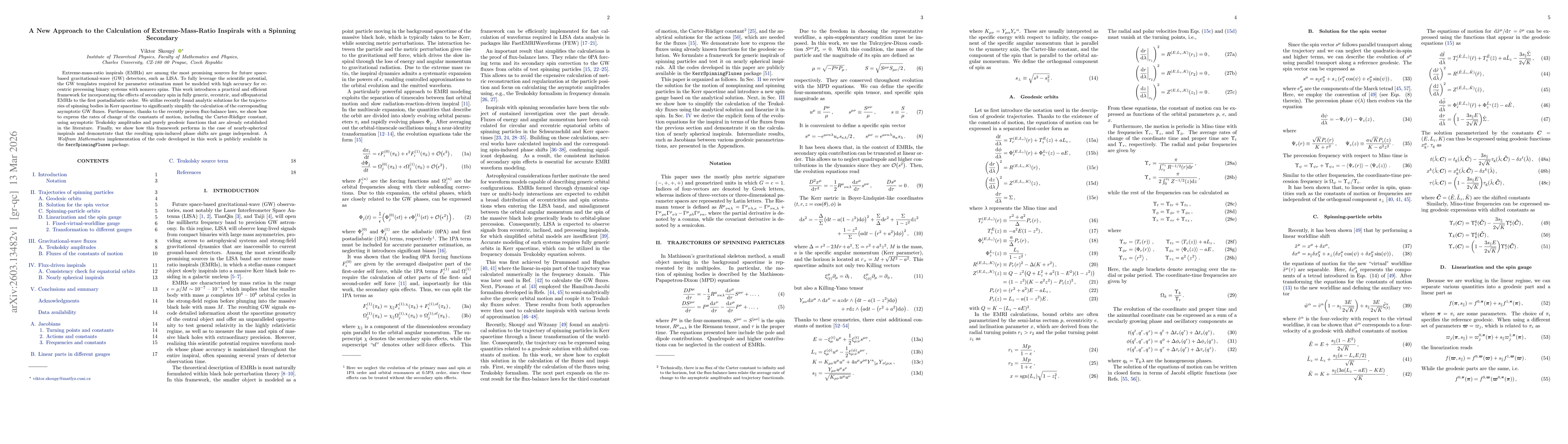Thumbnail for A new approach to the calculation of extreme-mass-ratio inspirals with a spinning secondary