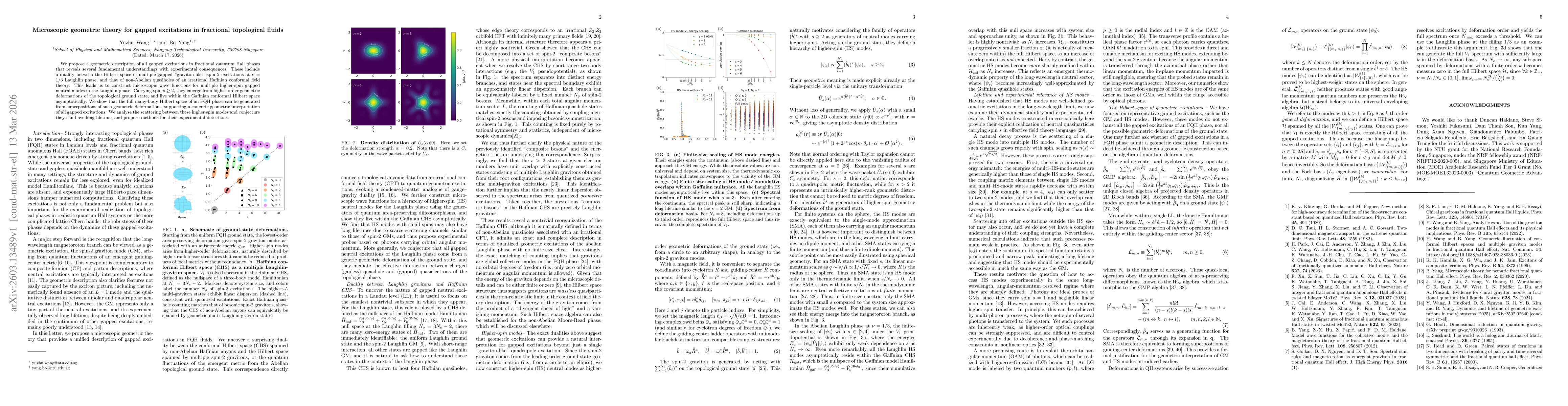 Thumbnail for Microscopic geometric theory for gapped excitations in fractional topological fluids