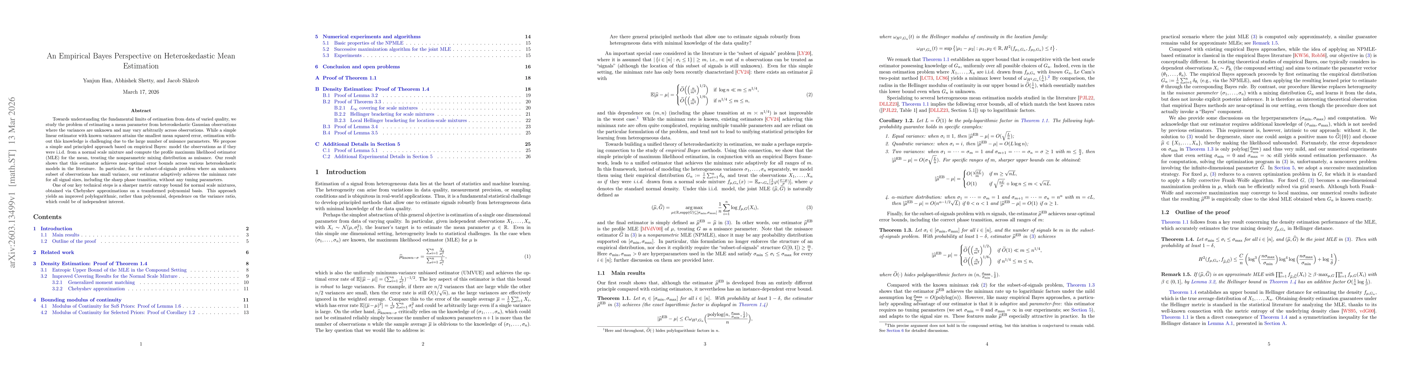 Thumbnail for An Empirical Bayes Perspective on Heteroskedastic Mean Estimation